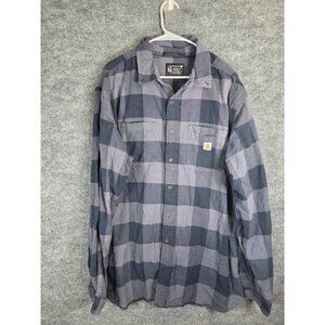 Carhartt Shirt Mens 2XL Tall Blue Gray Plaid Relaxed Fit Long Sleeve TW4448-M